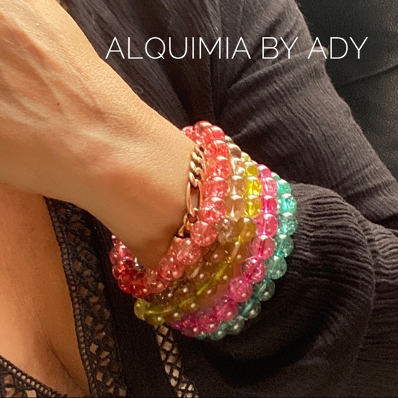 chunky Tourmaline hand crafted beaded statement bracelet - Picture 3 of 3